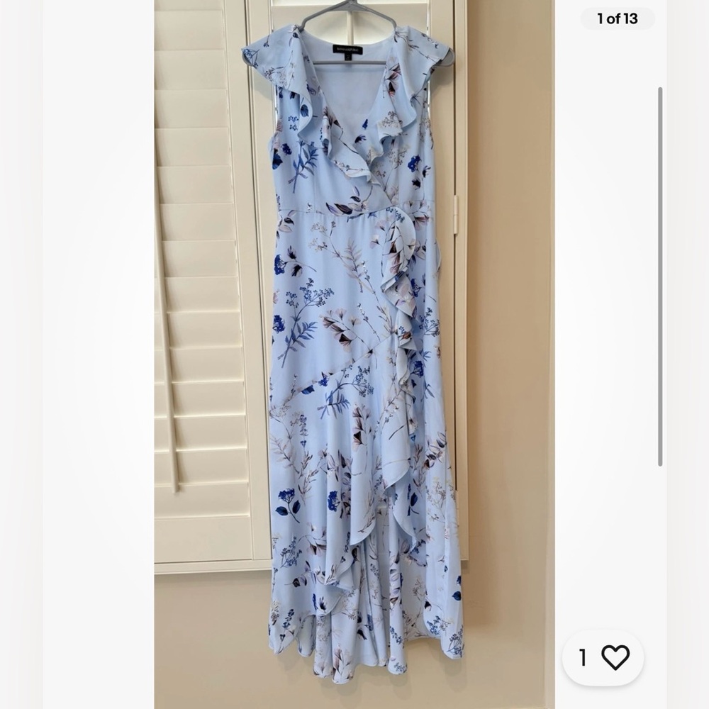 Banana Republic Blue Floral Sleeveless Sheath High-Low Dress V-Neck, Size 0,NWOT